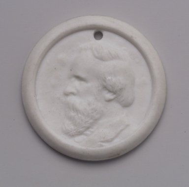 Charles Cartlidge & Co. (1848–1856). <em>Medallion</em>, ca. 1865. Porcelain, 1 7/8 x 1 7/8 x 3/16 in. (4.8 x 4.8 x 0.5 cm). Brooklyn Museum, Gift of Mrs. Henry W. Patten, 65.201.2. Creative Commons-BY (Photo: Brooklyn Museum, 65.201.2.jpg)