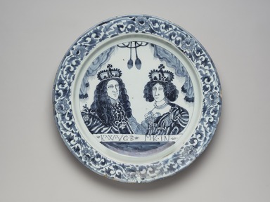  <em>Plate</em>, ca.1690. Glazed earthenware, 13 3/8 in. (34 cm). Brooklyn Museum, Museum Collection Fund, 65.4.1. Creative Commons-BY (Photo: Brooklyn Museum, 65.4.1_front_PS11.jpg)