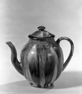  <em>Ovoid-Shaped Teapot with Cover</em>, ca. 1780. Earthenware or stoneware, 6 in. (15.2 cm). Brooklyn Museum, H. Randolph Lever Fund, 66.117. Creative Commons-BY (Photo: Brooklyn Museum, 66.117_acetate_bw.jpg)
