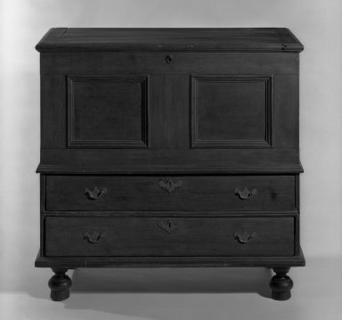 American. <em>Chest</em>, ca. 1750. Pine stained light red walnut, 40 1/2 x 40 1/4 x 18 3/4 in. (102.9 x 102.2 x 47.6 cm). Brooklyn Museum, H. Randolph Lever Fund, 66.181. Creative Commons-BY (Photo: Brooklyn Museum, 66.181_bw_IMLS.jpg)