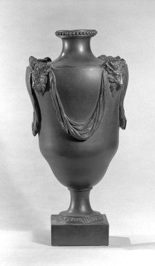 Wedgwood & Bentley (1768-1780). <em>Urn with Cover Missing</em>, ca.1770. Black Basalte, 14 x 6 3/4 in. (35.6 x 17.1 cm). Brooklyn Museum, Gift of the Bess and Sam Zeigen Family, 66.229.2. Creative Commons-BY (Photo: Brooklyn Museum, 66.229.2_bw.jpg)