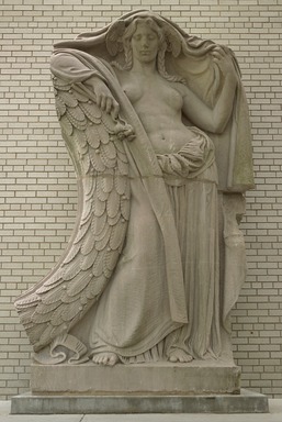 Adolph Alexander Weinman (American, born Germany, 1870–1952). <em>Night, Clock Figure from Pennsylvania Station, 31st to 33rd Streets between 7th and 8th Avenues, NYC</em>, ca. 1910. Tennessee marble, 132 x 86 x 42 in. (335.3 x 218.4 x 106.7 cm). Brooklyn Museum, Gift of Lipsett Incorporated, 66.250.1. Creative Commons-BY (Photo: Brooklyn Museum, 66.250.1.jpg)