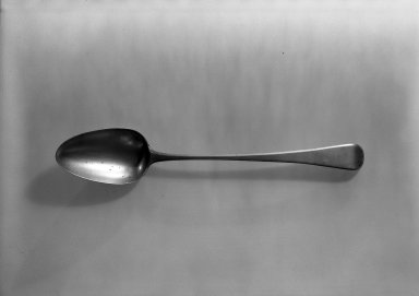 S H. <em>Serving Spoon</em>, ca.1802. Silver, 11 5/8 in. (29.5 cm). Brooklyn Museum, H. Randolph Lever Fund, 66.32.100. Creative Commons-BY (Photo: Brooklyn Museum, 66.32.100_acetate_bw.jpg)