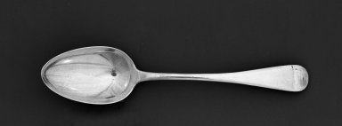 William Chawner (English, 1772-1828). <em>Dessert Spoon</em>, ca. 1828. Silver, 6 7/8 in. (17.5 cm). Brooklyn Museum, H. Randolph Lever Fund, 66.32.14. Creative Commons-BY (Photo: Brooklyn Museum, 66.32.14_acetate_bw.jpg)