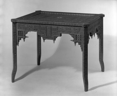  <em>Table</em>, second half 19th century. Various woods, mother-of-pearl, 31 x 40 1/4 x 29 1/2 in. (78.7 x 102.2 x 74.9 cm). Brooklyn Museum, Gift of Dr. and Mrs. Alfred J. Ephraim, 66.68. Creative Commons-BY (Photo: Brooklyn Museum, 66.68_acetate_bw.jpg)