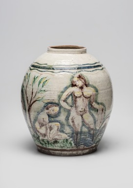 Henry Varnum Poor (American, 1887-1970). <em>Vase</em>, ca. 1927. Glazed earthenware, 10 3/8 x 9 3/8 x 9 3/8 in. (26.4 x 23.8 x 23.8 cm). Brooklyn Museum, H. Randolph Lever Fund, 66.73.11. Creative Commons-BY (Photo: Brooklyn Museum, 66.73.11_view01_PS11.jpg)