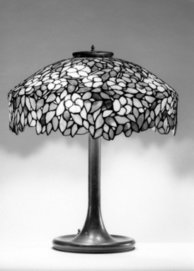 Handel & Company (founded 1893). <em>Lamp</em>, ca. 1900. Glass, lead and bronze, 22 x 18 x 18 in. (55.9 x 45.7 x 45.7 cm). Brooklyn Museum, Bequest of Laura L. Barnes, 67.120.50. Creative Commons-BY (Photo: Brooklyn Museum, 67.120.50_bw.jpg)