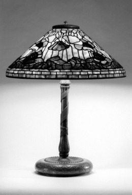 Tiffany Studios (1902–1932). <em>Lamp</em>, ca. 1910. Glass, bronze, and lead, 25 1/2 x 20 1/8 x 20 1/8 in. (64.8 x 51.1 x 51.1 cm). Brooklyn Museum, Bequest of Laura L. Barnes, 67.120.51. Creative Commons-BY (Photo: Brooklyn Museum, 67.120.51_bw.jpg)