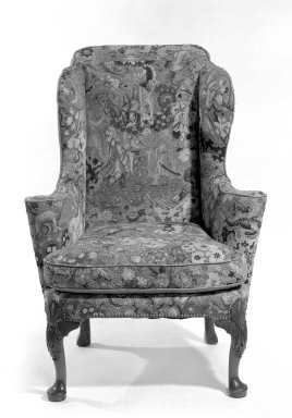  <em>Wing Chair</em>, ca. 1710. Walnut, needlework, 45 x 32 1/2 x 31 in. (114.3 x 82.6 x 78.7 cm). Brooklyn Museum, Gift of Mrs. H. A. Metzger, 67.197.10. Creative Commons-BY (Photo: Brooklyn Museum, 67.197.10_bw.jpg)