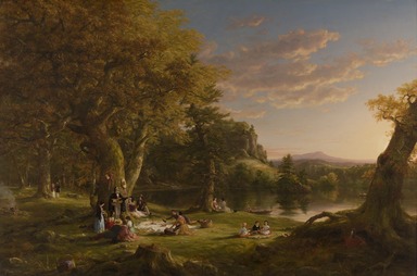 Thomas Cole (American, born England, 1801–1848). <em>A Pic-Nic Party</em>, 1846. Oil on canvas, 47 7/8 × 72 1/2 in. (121.6 × 184.2 cm). Brooklyn Museum, Healy Purchase Fund B, 67.205.2 (Photo: Brooklyn Museum, 67.205.2_PS22.jpg)