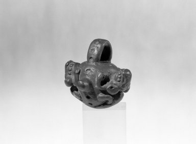 Moche. <em>Mace? Head</em>, ca. 500-800. Copper, 2 1/2 × 2 3/4 in. (6.3 × 7 cm). Brooklyn Museum, Gift of Mr. and Mrs. Marvin Cassell, 67.206.26. Creative Commons-BY (Photo: Brooklyn Museum, 67.206.26_bw.jpg)
