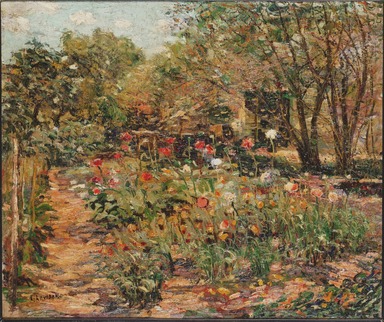 Ernest Lawson (American, 1873-1939). <em>Garden Landscape</em>, ca. 1915. Oil on canvas, 19 15/16 x 23 7/8 in. (50.6 x 60.6 cm). Brooklyn Museum, Bequest of Laura L. Barnes, 67.24.10 (Photo: Brooklyn Museum, 67.24.10_SL3.jpg)
