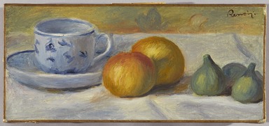 Pierre-Auguste Renoir (Limoges, France, 1841–1919, Cagnes-sur-Mer, France). <em>Still Life with Blue Cup (Nature morte à la tasse bleue)</em>, ca. 1900. Oil on canvas, 6 x 13 1/8 in. (15.2 x 33.3 cm). Brooklyn Museum, Bequest of Laura L. Barnes, 67.24.19 (Photo: Brooklyn Museum, 67.24.19_PS9.jpg)