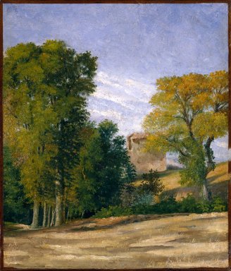 Unknown. <em>Landscape (Paysage)</em>, ca. 1860-1865. Oil on canvas, 13 15/16 x 11 15/16in. (35.4 x 30.3cm). Brooklyn Museum, Bequest of Laura L. Barnes, 67.24.27 (Photo: Brooklyn Museum, 67.24.27_SL1.jpg)