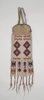 Northwest Coast, Cascade. <em>Pipe Bag</em>, ca. 1875-1890. Hide, glass beads, 12 5/8 x 5 in.  (32 x 12.7 cm). Brooklyn Museum, Gift of J.L. Greason and Mrs. A. Gordon, 67.26.18. Creative Commons-BY (Photo: Brooklyn Museum, 67.26.18.jpg)