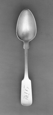 P.L. Taylor. <em>Spoon</em>, ca. 1815., 8 3/4 in. (22.2 cm). Brooklyn Museum, Gift of Charles R. S. Leckie, 67.56.3. Creative Commons-BY (Photo: Brooklyn Museum, 67.56.3_front_bw.jpg)