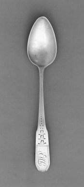Thaddeus Keeler. <em>Spoon</em>, ca. 1810. Silver, 5 1/2 in. (14 cm). Brooklyn Museum, Gift of Charles R. S. Leckie, 67.56.9. Creative Commons-BY (Photo: Brooklyn Museum, 67.56.9_front_bw.jpg)