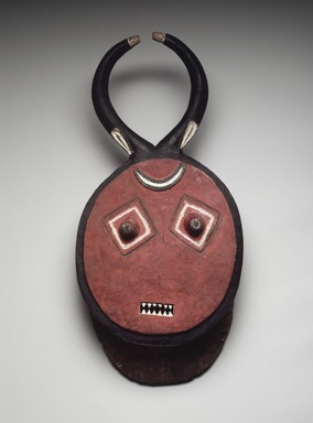 Baule. <em>Mask (Kple-Kple)</em>, mid-20th century. Wood, pigment, contemporary screws and eyehooks, height (including horns): (44.8 cm). Brooklyn Museum, Gift of Rosemary and George Lois, 68.159.2. Creative Commons-BY (Photo: Brooklyn Museum, 68.159.2_edited.jpg)