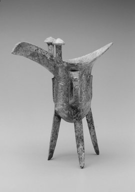  <em>Ritual Wine Vessel (Jue)</em>, 13th century B.C.E. Bronze, 7 1/2 x 6 1/4 in. (19.1 x 15.9 cm). Brooklyn Museum, Gift of Mr. and Mrs. Paul E. Manheim, 68.185.14. Creative Commons-BY (Photo: Brooklyn Museum, 68.185.14_bw.jpg)