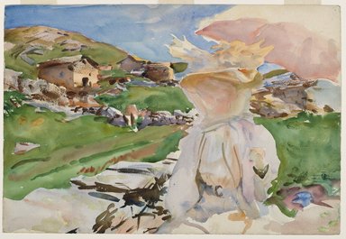 John Singer Sargent (American, born Italy, 1856-1925). <em>In the Simplon Pass</em>, 1909. Translucent watercolor and touches of opaque watercolor and wax resist with graphite underdrawing, sheet: 14 7/16 x 21 3/16 in. (36.7 x 53.8 cm). Brooklyn Museum, Gift of The Roebling Society, 68.186 (Photo: Brooklyn Museum, 68.186_PS6.jpg)