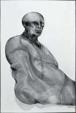 Marshall Arisman (American, born 1938). <em>Man Facing Right</em>, 1968. Painted metal screen, masonite, 72 x 48 x 6 1/2 in. (182.9 x 121.9 x 16.5 cm). Brooklyn Museum, Gift of Minoru Yamasaki, 68.21. © artist or artist's estate (Photo: Brooklyn Museum, 68.21_bw.jpg)
