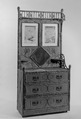 Nimura & Sato Company (late 1880s-1890s). <em>Chest of Drawers</em>, ca. 1905-1915. Woven cane, bamboo, brass, mirror, 78 x 37 1/2 x 18 in.  (198.1 x 95.3 x 45.7 cm). Brooklyn Museum, Gift of Herbert Hemphill, 68.47.1. Creative Commons-BY (Photo: Brooklyn Museum, 68.47.1_bw.jpg)