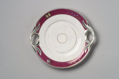 Union Porcelain Works (1863–ca. 1922). <em>Cake Plate</em>, ca. 1879. Porcelain, 1 1/4 x 10 x 9 3/8 in. (3.2 x 25.4 x 23.8 cm). Brooklyn Museum, Gift of Franklin Chace, 68.87.21. Creative Commons-BY (Photo: Brooklyn Museum, 68.87.21.jpg)