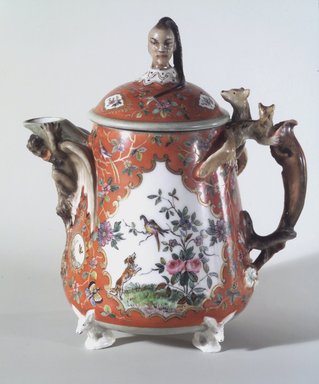 Union Porcelain Works (1863-ca. 1922). <em>Teapot with Cover</em>, ca. 1876. Porcelain, Height: 6 3/4 in. (17.1 cm). Brooklyn Museum, Gift of Franklin Chace, 68.87.32a-b. Creative Commons-BY (Photo: Brooklyn Museum, 68.87.32.jpg)