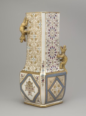 Union Porcelain Works (1863–ca. 1922). <em>Vase</em>, ca. 1884. Porcelain, 14 7/8 x 6 1/4 x 6 1/4 in. (37.8 x 15.9 x 15.9 cm). Brooklyn Museum, Gift of Franklin Chace, 68.87.44. Creative Commons-BY (Photo: Brooklyn Museum, 68.87.44_view2_PS9.jpg)