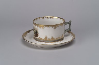 Union Porcelain Works (1863–ca. 1922). <em>Tea Cup and Saucer</em>, ca. 1894. Porcelain, (a) Tea Cup: 2 x 4 1/4 x 3 3/8 in. (5.1 x 10.8 x 8.6 cm). Brooklyn Museum, Gift of Franklin Chace, 68.87.49a-b. Creative Commons-BY (Photo: Brooklyn Museum, 68.87.49a-b.jpg)