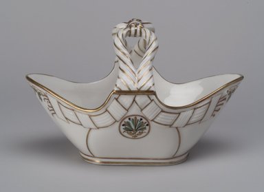 Union Porcelain Works (1863–ca. 1922). <em>Candy Basket</em>, ca. 1880. Porcelain, 4 1/2 x 7 1/16 x 3 7/8 in. (11.4 x 17.9 x 9.8 cm). Brooklyn Museum, Gift of Franklin Chace, 68.87.5. Creative Commons-BY (Photo: Brooklyn Museum, 68.87.5.jpg)