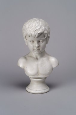Karl L. H. Mueller (American, born Germany, 1820-1887). <em>Bust of a Child: Pierre van Arsdale Smith</em>, late 19th century. Unglazed porcelain, 8 1/16 x 4 3/4 x 3 3/8 in. (20.5 x 12.1 x 8.6 cm). Brooklyn Museum, Gift of Franklin Chace, 68.87.54. Creative Commons-BY (Photo: Brooklyn Museum, 68.87.54.jpg)