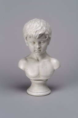 Karl L. H. Müller (American, born Germany, 1820–1887). <em>Bust of a Child: Pierre van Arsdale Smith</em>, late 19th century. Unglazed porcelain, 8 1/16 x 4 3/4 x 3 3/8 in. (20.5 x 12.1 x 8.6 cm). Brooklyn Museum, Gift of Franklin Chace, 68.87.54. Creative Commons-BY (Photo: Brooklyn Museum, 68.87.54.jpg)