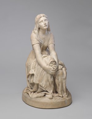 Karl L. H. Müller (American, born Germany, 1820–1887). <em>Figure, "Stitch, Stitch, Stitch,"</em> 1877. Terra cotta, 21 1/2 x 12 x 14 1/2 in. (54.6 x 30.5 x 36.8 cm). Brooklyn Museum, Gift of Franklin Chace, 68.87.59. Creative Commons-BY (Photo: Brooklyn Museum, 68.87.59_front_PS9.jpg)