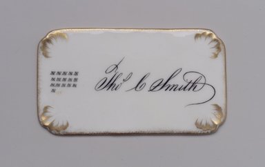 Union Porcelain Works (1863–ca. 1922). <em>Calling Card</em>, late 19th century. Porcelain, 1/16 x 3 15/16 x 2 1/4 in. (0.2 x 10 x 5.7 cm). Brooklyn Museum, Gift of Franklin Chace, 68.87.65. Creative Commons-BY (Photo: Brooklyn Museum, 68.87.65.jpg)