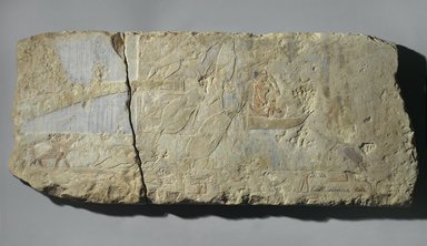  <em>Swamp Scene</em>, ca. 2500-2170 B.C.E. Limestone, pigment, 15 x 35 x 2 in. (38.1 x 88.9 x 5.1 cm). Brooklyn Museum, Charles Edwin Wilbour Fund, 69.115.2a-b. Creative Commons-BY (Photo: Brooklyn Museum, 69.115.2a-b_PS1.jpg)