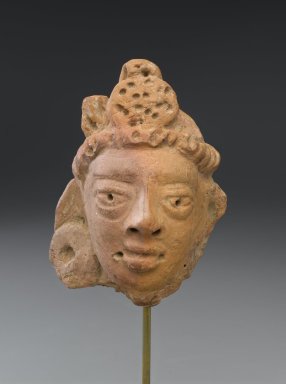  <em>Male Head with Turban</em>, ca. 4th-5th century. Terracotta, 5 1/2 x 2 3/4 in. (14 x 7 cm). Brooklyn Museum, Gift of Dr. Bertram H. Schaffner, 69.127.3. Creative Commons-BY (Photo: Brooklyn Museum, 69.127.3_front_PS1.jpg)