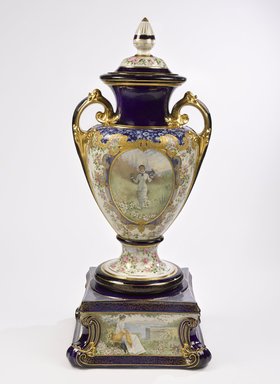 Trenton Art Potteries Co. (1892–1969). <em>Covered Urn</em>, 1904. Porcelain, metal, 53 x 18 in. (134.6 cm). Brooklyn Museum, Gift of the Crane Company, 69.161a-e. Creative Commons-BY (Photo: Brooklyn Museum, 69.161a-e_view_1_PS9.jpg)