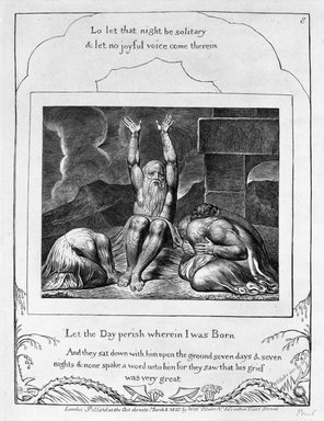 William Blake (British, 1757-1827). <em>Then a Spirit Passed Before My Face the Hair of My Head Stood Up, from Illustrations of the Book of Job</em>, 1825. Engraving, 8 5/16 x 6 7/16 in. (21.1 x 16.3 cm). Brooklyn Museum, Bequest of Mary Hayward Weir, 69.4.1j (Photo: Brooklyn Museum, 69.4.1j_bw.jpg)
