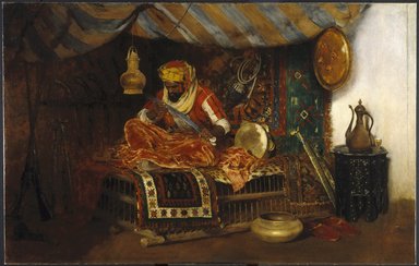 William Merritt Chase (American, 1849-1916). <em>The Moorish Warrior</em>, ca. 1878. Oil on canvas, 59 3/16 x 94 7/16 in. (150.4 x 239.9 cm). Brooklyn Museum, Gift of John R.H. Blum and Healy Purchase Fund B, 69.43 (Photo: Brooklyn Museum, 69.43_SL1.jpg)