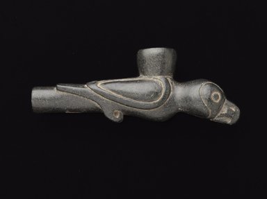 Mississippian. <em>Falcon Effigy Pipe</em>, 1200-1500 C.E. Steatite, 2 3/4 x 7 3/4 x 1 3/4 in. (7 x 19.7 x 4.4 cm). Brooklyn Museum, Charles Stewart Smith Memorial Fund, 69.84. Creative Commons-BY (Photo: Brooklyn Museum, 69.84_side1_PS9.jpg)