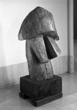 Mary Frank (American, born 1933). <em>The Apparition</em>, 1959. Oak, wax finish and reddish stain, 67 × 27 1/2 × 29 in. (170.2 × 69.9 × 73.7 cm). Brooklyn Museum, Gift of Jerome Goodman, 70.10a-e. © artist or artist's estate (Photo: Brooklyn Museum, 70.10a-e_bw.jpg)
