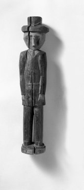 Kuna. <em>Carved Figure or Nuchu (Kuna)</em>, late 19th-early 20th century. Wood, pigment, H: 16 3/16 × 3 1/4 × 2 1/2 in. (41.1 × 8.3 × 6.4 cm). Brooklyn Museum, Gift of Mr. and Mrs. Cedric H. Marks, 70.154.1. Creative Commons-BY (Photo: Brooklyn Museum, 70.154.1_bw.jpg)