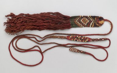 Coastal Wari (attrib by Nobuko Kajatani, 1993). <em>Sling</em>, 650–1000. Camelid fiber, 2 1/2 x 1 x 99 in. (6.4 x 2.5 x 251.5 cm). Brooklyn Museum, Gift of Ernest Erickson, 70.177.62. Creative Commons-BY (Photo: Brooklyn Museum, 70.177.62_PS6.jpg)