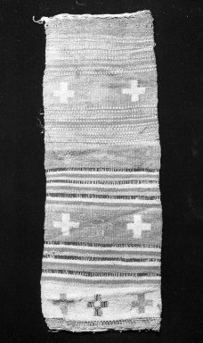 Inca /Provincial. <em>Textile, Undetermined or possible Bag, Fragment</em>, 600-1000 C.E. or 1400-1532. Cotton, 3 9/16 x 9 7/16 in. (9 x 24 cm). Brooklyn Museum, Gift of Ernest Erickson, 70.177.9. Creative Commons-BY (Photo: Brooklyn Museum, 70.177.9_cropped_bw_IMLS.jpg)