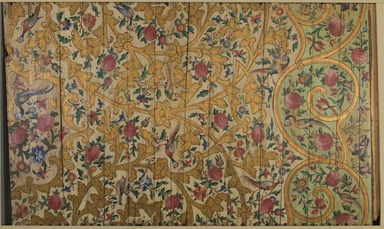  <em>Section of a Ceiling from the Narinjistan Mansion</em>, ca. 1870. Polychrome and metallic pigments on wood, 42 × 3 1/2 × 69 in. (106.7 × 8.9 × 175.3 cm). Brooklyn Museum, Carll H. de Silver Fund, 70.97.2. Creative Commons-BY (Photo: , 70.97.2_2016_bt_view01_cropped.jpg)