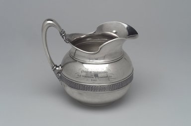 Tiffany & Company (American, founded 1853). <em>Cream Pitcher</em>, ca. 1868. Silver, 5 3/4 x 5 3/8 x 4 in. (14.6 x 13.7 x 10.2 cm). Brooklyn Museum, Gift of Eleanor Keveney in memory of Clarence A. Pratt, 71.144.5. Creative Commons-BY (Photo: Brooklyn Museum, 71.144.5_right.jpg)