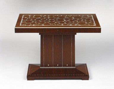 Emile-Jacques Ruhlmann (French, 1879–1933). <em>Table</em>, ca. 1923. Kingwood veneer on mahogany and oak with ivory inlay, 22 1/8 x 15 3/8 x 30 3/4 in. (56.2 x 39.1 x 78.1 cm). Brooklyn Museum, Purchased with funds given by Joseph F. McCrindle, Mrs. Richard M. Palmer, Charles C. Paterson, Raymond Worgelt, and an anonymous donor, 71.150.3. Creative Commons-BY (Photo: Brooklyn Museum, 71.150.3_SL1.jpg)