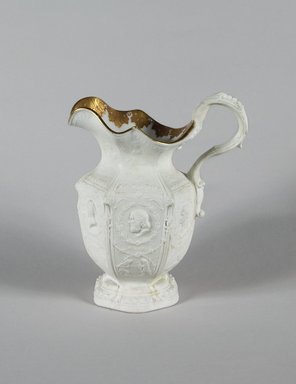 Union Porcelain Works (1863-ca. 1922). <em>Pitcher</em>, circa 1875. Parian ware, 8 1/4 in. (21 cm). Brooklyn Museum, Gift of Charlton Theus, 71.188. Creative Commons-BY (Photo: Brooklyn Museum, 71.188_PS5.jpg)