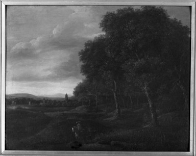 Attributed to Jan Wynants (Dutch, 1630/35-1684). <em>Landscape, Also Known As "Dutch Landscape."</em> . Oil on panel, 24 x 29 3/16 in.  (61.0 x 74.1 cm). Brooklyn Museum, Bequest of Julian Clarence Levi, 71.200.4 (Photo: Brooklyn Museum, 71.200.4_framed_bw.jpg)